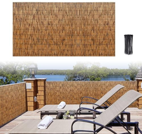 Generisch Recinzione frangivista 60 cm altezza 160 cm tappetino tessuto a mano durevole frangivista per cortile e giardino divisorio linea nera carbonizzata dimensioni 60 x 200