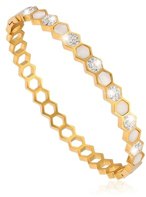 JJDreams Bracelet de coquillages Bracelet avec diamants Bracelet de tennis Boho Bangle,or