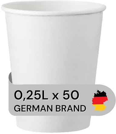 LogiPack GeRo 50 gobelets à café blancs 200 ml – Gobelets en papier couché résistant à la chaleur | Gobelets pour boissons chaudes et froides | Convient aux aliments et à emporter