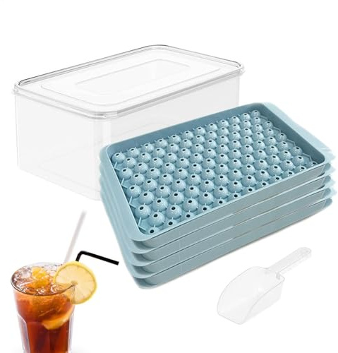 Ice Block Trays, 4 Tier Ice Scoop Tray for Beer, Coffee Juice Tools, Storage for Freezer, Iced Bucket Kits, 104 Holes, for Cold Beverage