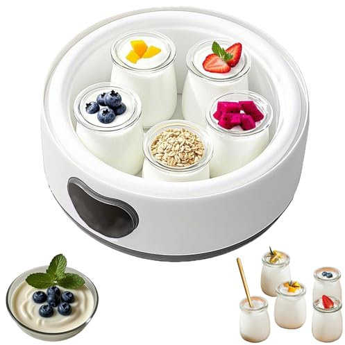 Probiotic Yogurt Maker with Temperature Control - 36-Hour Automatic Yogurt Machine, 1.2L Stainless Steel Thermostatic Digital Maker & 5 Glass Jars, LCD Display for Home Use