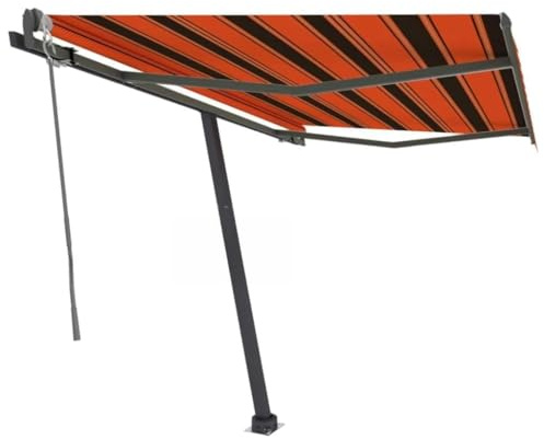 Automatische Standmarkise 350x250 cm Orange/Braun, einziehbare Terrassenüberdachung für den Garten, wasserdichter Sonnenschutz mit Fernbedienung