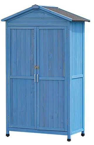 saditesdk Potting Bench, Large Outdoor Storage Cabinet with 3 Shelves, Outdoor Storage Shed with Shelves and Latch, Vertical Tool Organizer for Backyard Patio Deck,One Color Dark Blue