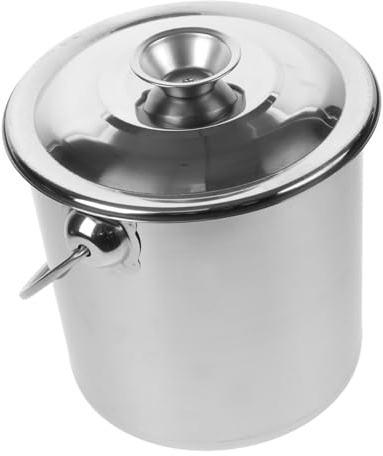 Toddmomy Stainless Steel Milk Bucket with Handle and Lid Multipurpose Oil and Grease Storage Jug for Kitchen Camping and Home Use Easy to Clean Liquid and Grain Container