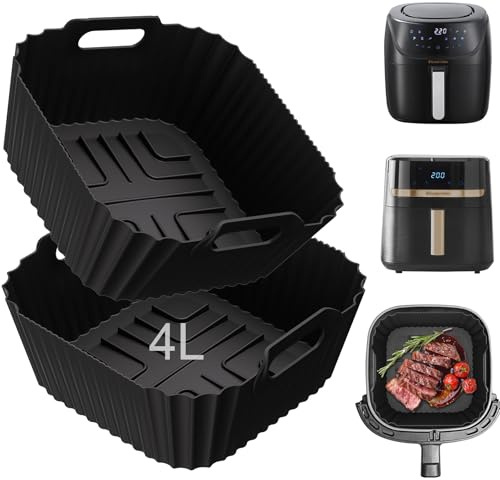 Silicone Air Fryer Liners for Russell Hobbs 4L 27160, 2 PCS Airfryer Accessories Silicone Mould for Russell Hobbs 4.3L 27610 Reusable Silicone Non-Stick Dishwasher Safe