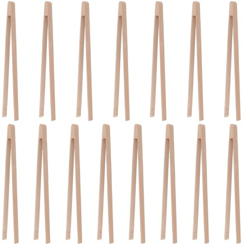 SYUTBOU 15 pinze per barbecue in legno di faggio, 40 cm, per salumi, bistecche e verdure