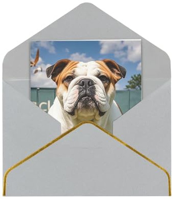Grußkarten, 17,5 x 11,5 cm, leere Notizkarten, lustige englische Bulldogge, Grußkarte, faltbar, blanko, Grußkarten mit Umschlägen, Dankeskarte, Blanko-Karte für alle Anlässe
