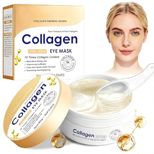 60 Pezzi Maschera Occhi Collagene Anti-Cerchi Anti-Età Idratante e Rassodante, Patch Occhi Gel Adesivo per Ridurre Rughe e Occhiaie, Cura Del Contorno Occhi Spa,Regalo 80g
