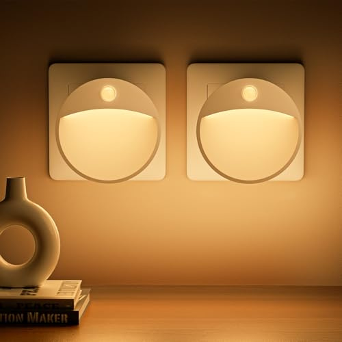 Yuinzin Luce Notturna Bambini, 3 Modalità Luce Notturna Sensore Movimento, 2 Pezzi Luminosità Regolabili Luce Notturna da Presa, 2700K Bianco Caldo Lucina Notte Bambini