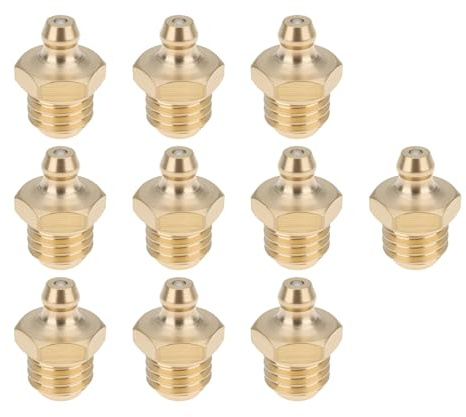 YINETTECH 10 ugelli in ottone per ingrassatore, filettatura M12 x 1,75, 14 mm, esagonali, compatibili con pistole per ingrassaggio