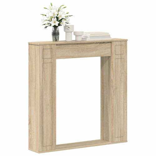 vidaXL Sonoma - Cornice per caminetto, 100 x 20 x 100 cm, in legno ingegnerizzato, per soggiorno, camera da letto, corridoio, rettangolare, moderno, decorazione elegante, facile da installare, design