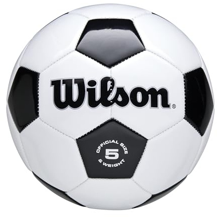 WILSON Traditional Soccer Ball - Size 5, Black/White