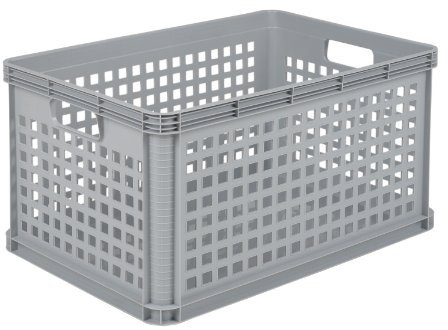 Contenitori Euro industriali Robusto, in plastica, impilabili, 3 x 64 L, colore: grigio