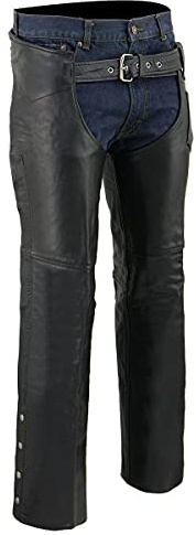 Milwaukee Leather Chaps for Men's Black Premium Leather Fully Lined - Coin Pocket Motorcycle Riders Chap - SH1115 - X-Large
