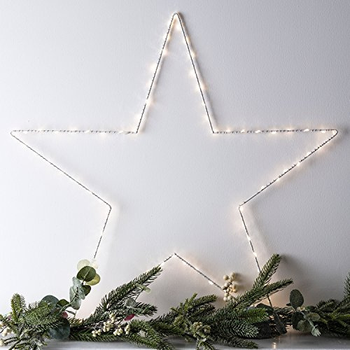 Lights4fun Christmas Star Window Decoration – 59cm Light-Up Star with 80 Warm White LED Lights, Battery-Operated, Indoor Festive Décor with Timer Function