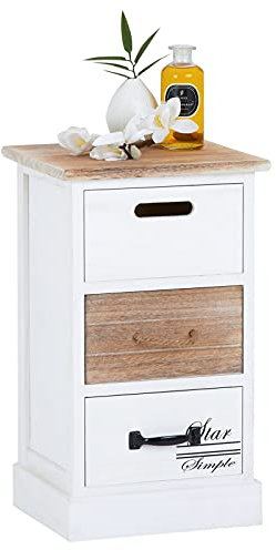 CARO-Möbel Schubladenschrank Salva Kommode für Boxspringbett Standregal Aufbewahrungsregal in weiß, Shabby Chic Vintage Look, 3 Schubladen