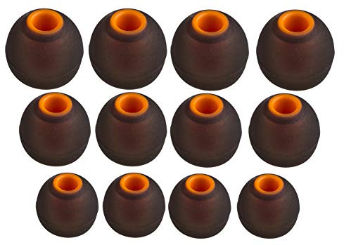 Xcessor (S/M/L 6 Pairs (12 Pieces) of Silicone Replacement In Ear Earphone S/M/L Size Earbuds. Replacement Ear Tips for Popular In-Ear Headphones. Black/Orange