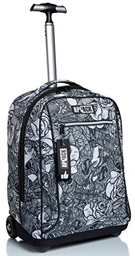 Appack Rucksack mit Trolleyfunktion, Schulranzen mit Rollen, 3 in 1, Abnehmbarer Rucksack, ab 1. Klasse, für SchuleReisen&Freizeit, Mädchen&Jungen, schwarz