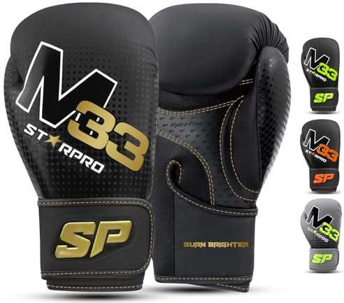 Starpro Guantoni da Boxe in Pelle Sintetica Opaca. Guanti Allenamento e Sparring, Muay Thai, Kickboxing, Fitness, Pugilato - Nero e Verde - 8oz 10oz 12oz 14oz 16oz - Donna e Uomo