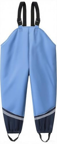 DAFENP Pantaloni Impermeabili Bambino Pantaloni Antipioggia Trekking Prova Sporca Pantaloni di Fango con Traspirante Fodera in Tessuto per Ragazza Ragazzo YK1665H-SkyBlue-DarkBlue-92