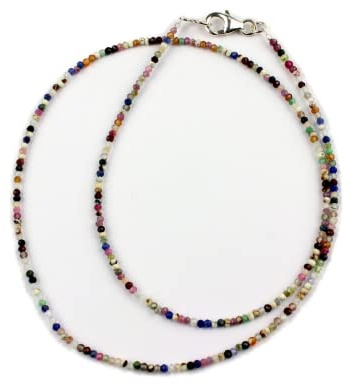 Echte Edelstein Kette Gemischt feingeschliffen Bunt Farbe ca. 45 cm