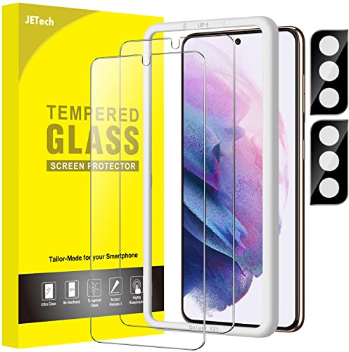 JETech Pellicola Protettiva per Samsung Galaxy S21 6,2 Pollici con Protezione di Obiettivo Fotocamera, Strumento di Installazione Facile, Vetro Temperato Film, HD Chiaro, Pacco da 2 Ciascuno
