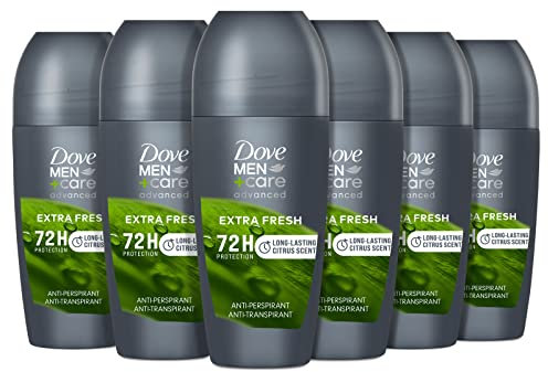 Dove Men+Care Advanced Extra Fresh Men's Antiperspirant Deodorant Roll On with ¼ moisturising cream & Triple Action technology for 72 hour sweat and odour protection 50 ml, Pack of 6