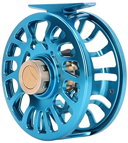 HOHXFYP 5/7 Fliegen Fischerei Rolle,Haltbare Aluminium Legierung Einteilige Form Verfahren Fliegen Rolle Metall,Zarte Handwerks Kunst Blaue Fliegen Rolle