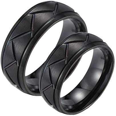 BCughia Freundschaftsringe Beste Freundinnen, Damenring in Schwarz Edelstahl Ring Schwarz Gebürsteter Ring 8mm Damengröße 60 (19.1), Herrengröße 60 (19.1)