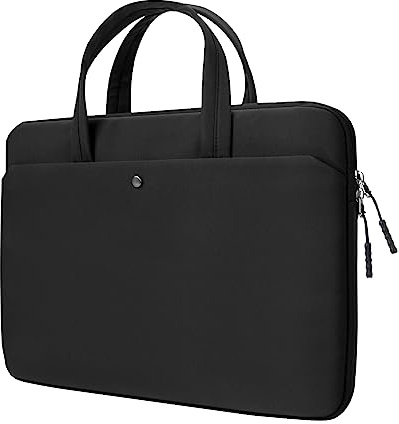 jooeer Funda Portatil 13 Pulgadas Bolsa Ordenador para MacBook Air Pro M2 M1 13 Chromebook Notebook 13,3, Sleeve PC Acolchada de Poliéster Impermeable Protector Laptop Fina con Asa Bolsillo, Negro