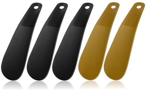 5 Pezzi Calzascarpe, Calzascarpe nere universali, Calzascarpe in Plastica, Calzascarpe con Foro per Appendere, Adatte per tutte le scarpe, Prevengono le pieghe