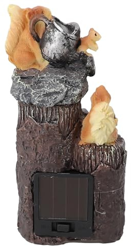 Luce solare a LED, statua in resina animale, fontana con luci ad energia solare per decorazione patio (scoiattolo-solare)