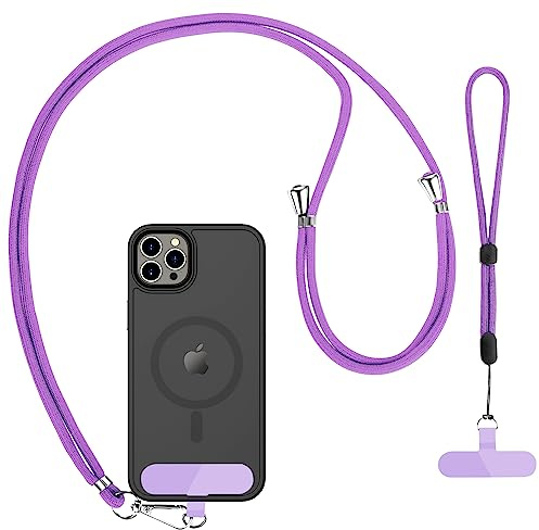 CACOE Cell Phone Lanyard 2 Pack-1× Adjustable Neck Strap,1× Wrist Strap,2× Pads,Universal Crossbody,Multifuctional Compatible with Most Smartphones(Black)