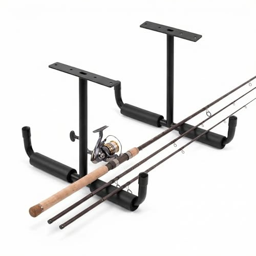 QWORK® 2 Stück Garage Deckenhaken, Aufbewahrungshaken, zum Aufhängen von Angelruten, Rohren und Bauholz