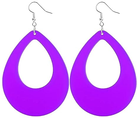 LUOFANG Paio di Orecchini da Donna Orecchini in plastica Rosso Verde colorato Vintage Orecchini Leggeri Gioielli per Gli Anni '80 e '70