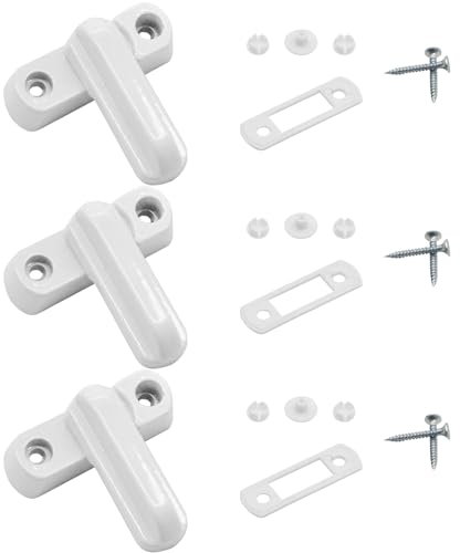 4 Pieces White Handle Lock, Door Blocker, Door and Window Lock Anti-Theft, Window Security Lock, Jammer, Alloy Blocker, Window Lock, Suitable for Doors and Windows, Handles.