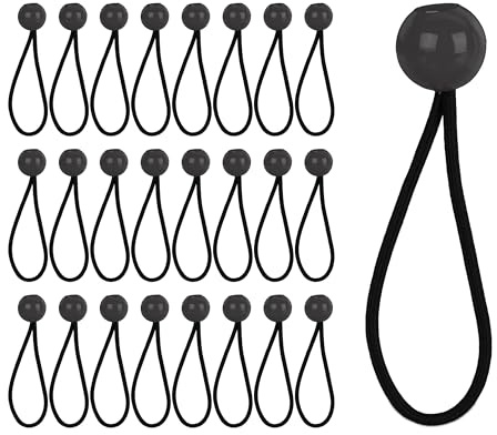 Relaxdays Spanngummis mit Kugel, 25er Set, Planen Spanner 22 cm, Befestigung, Gummispanner, Zelt & Trampolin, schwarz