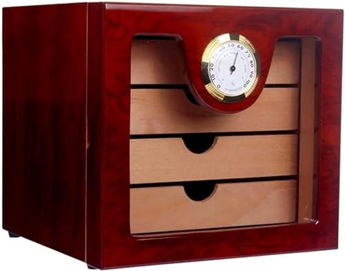 Zigarrenschrank aus Holz mit 4 Schubladen, Hochglanz-Finish, Humidor-Aufbewahrungsbox, elektronisches Hygrometer, Humidore, dekorative Box