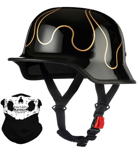 Demi-Casque De Moto Allemand Rétro Casque Ouvert avec Dégagement Rapide Adulte Jet Casque Moto Casquette De Baseball ECE Homologué Vintage Casque Bols M-XXL 57-64CM