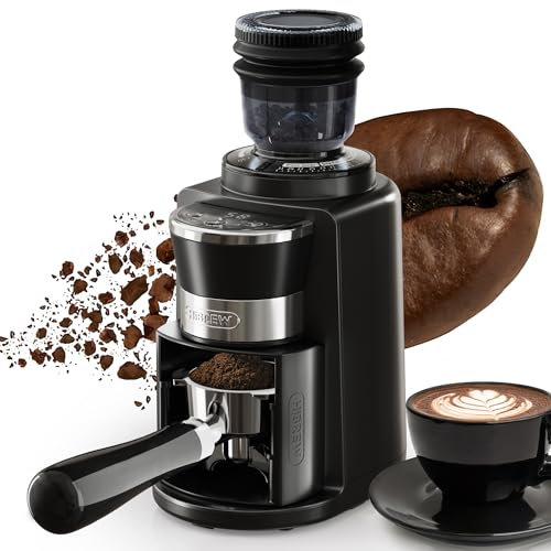 HIBREW Macinacaffè elettrico – Macinacaffè conico in acciaio inox con aroma conservato, tazza singola, 200 Watt, 31 impostazioni di macinazione regolabili