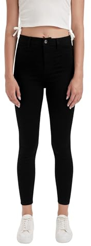DeFacto Dam Jean – snygga byxor, fashionabla jeggings och bekväma jeans för kvinnor, jeans och byxor för kvinnor, svart, 34 SE