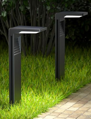 OUSFOT Faretti Giardino IP65 Lampade da Giardino Solari con 2 Modalità di Illuminazione Luci Giardino Energia Solare a Terra per Percorso Vialetto da Giardino,Cortile - 2 Pezzi, YH0801-01