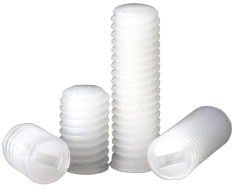 50 pcs M3 M4 M5 M6 M8 Vis à tête Fendue en Plastique en Nylon Blanc Vis sans tête à Pointe Plate(Size:M3 x 4mm)