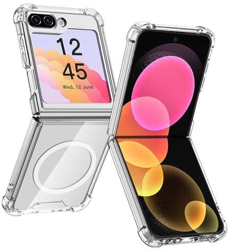 AICase for Samsung Galaxy Z Flip 6 Clear Case,Compatible with MagSafe Transparent Shockproof Protection Yellowing Resistant Magnetic Phone Case for Galaxy Z Flip 6 5G (2024)-Clear