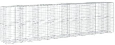 vidaXL Cesto Gabbione con Copertura 750x100x200 cm in Ferro Zincato