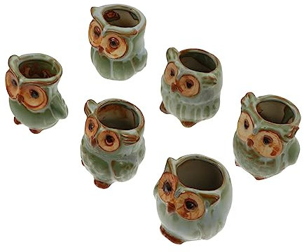 CAXUSD 6stücke Keramische Katzenohren Sukkulenten-töpfe Niedliche Mini-blumengefäße Für Schreibtisch Und Heimdekoration Zufällige Designs Für Kleine Pflanzen