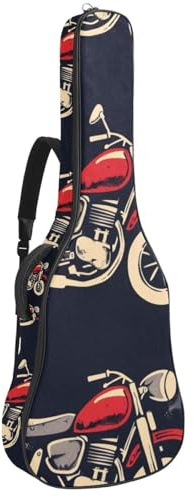 Bassgitarrentasche, 101,6 cm, 101,6 cm, doppelter verstellbarer Schultergurt, Akustikgitarre, Gigbag, Gitarrenkoffer, wasserdichtes Oxford-Tuch, dicker Schwamm, Vintage, cooles Motorrad, Cooles