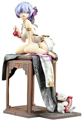 REOZIGN REM-Figur, Emilia, Hocker aus Holz, sitzend, Cheongsam, Anime-Figuren, PVC, Spielmodell, handgefertigt, Dekoration, Handwerk, Geschenk (REM)