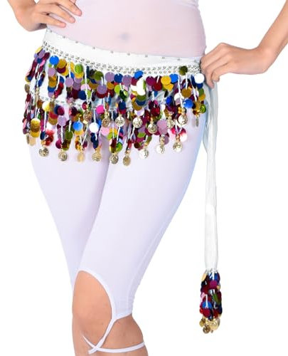 KBOPLEMQ Karneval kostüm Damen, Rock Damen Fransen Hüftschal Rave Taille Wickelgürtel Kostüm Bauchtanz Hüfttuch Gürtel Für Orientalische,Zumba Pailletten-Tanzrock Bauchtanz-Outfit Glitzer-Quaste