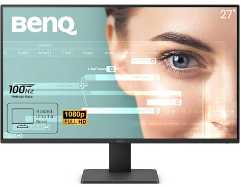BenQ GW2791 27” 1080p FHD 100Hz IPS Eye-Care Monitor, HDMI, DisplayPort, 1080x1920, Ultra Slim Bezel, TUV-Certified, Flicker-Free, Low Blue Light Plus, Eye-CareU